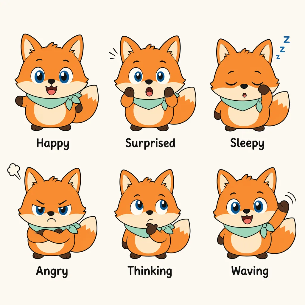 Chibi-Maskottchen-Expressions