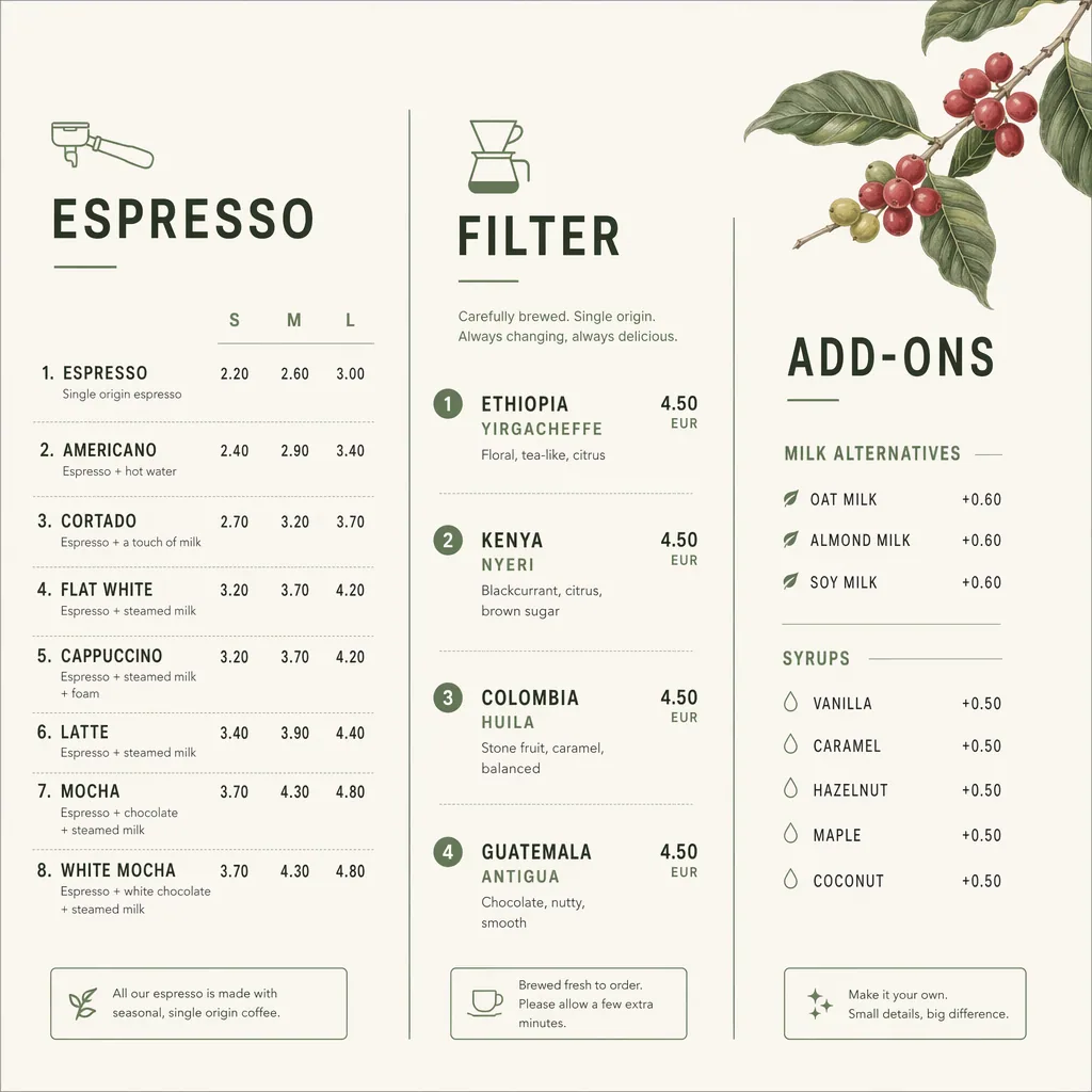 Coffee Shop Menu Board