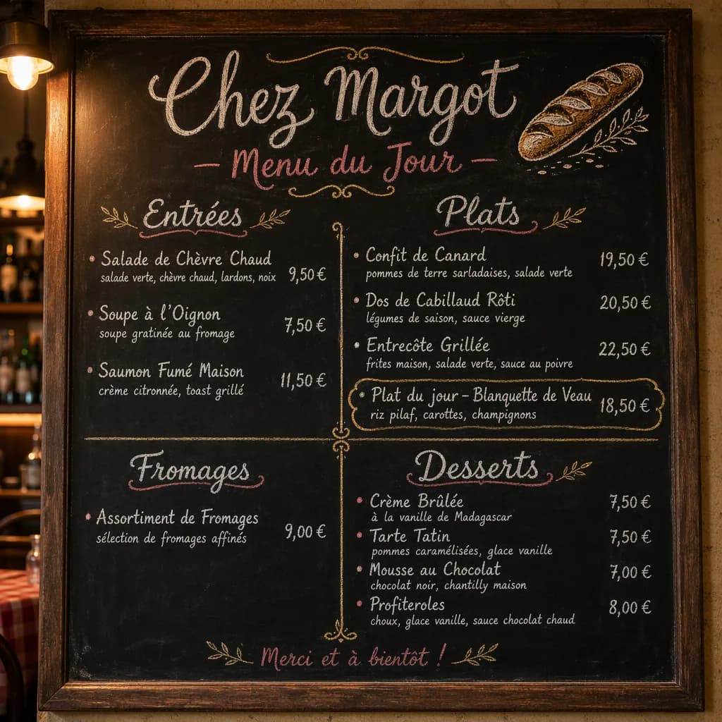 French Bistro Menu