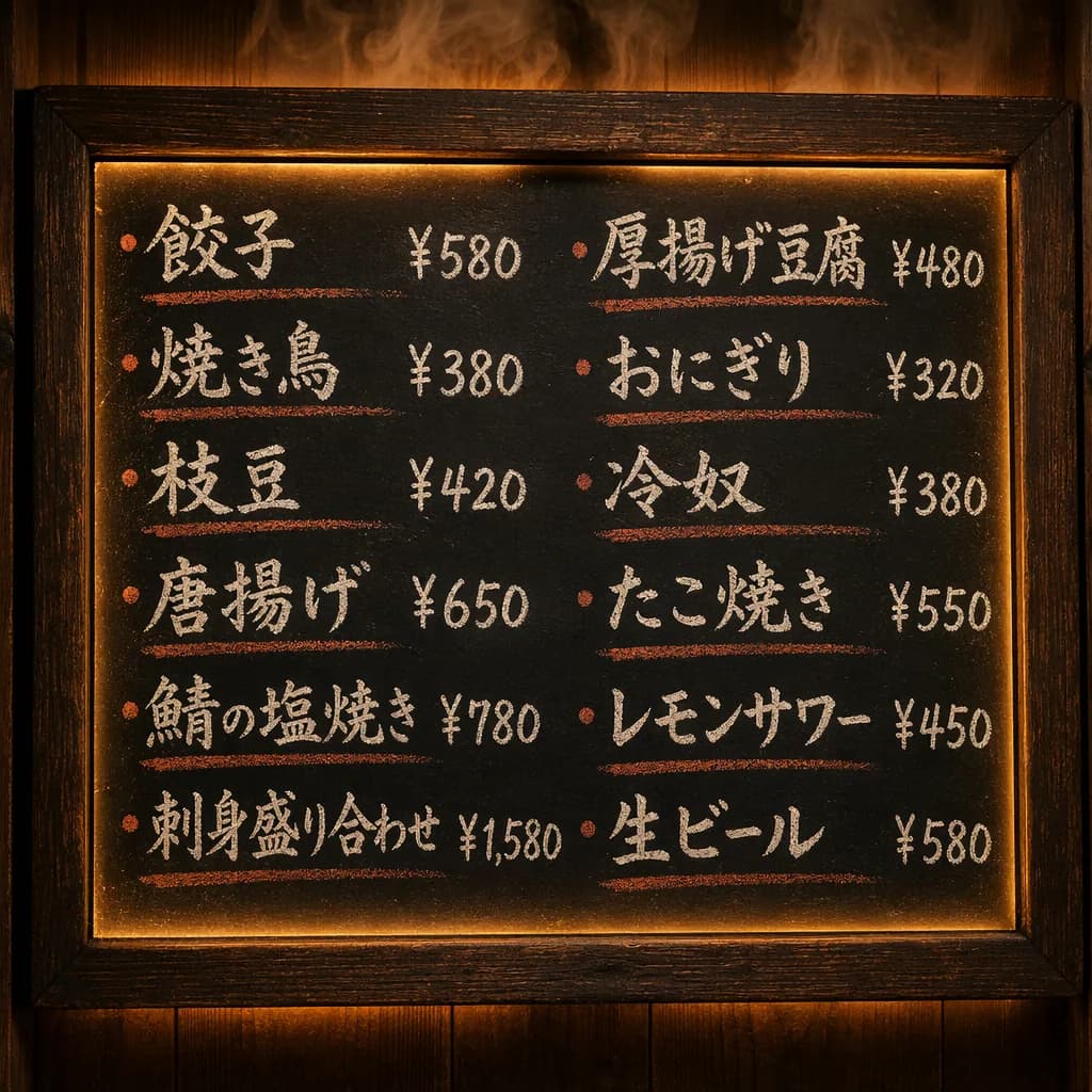 Japanese Izakaya Menu Board