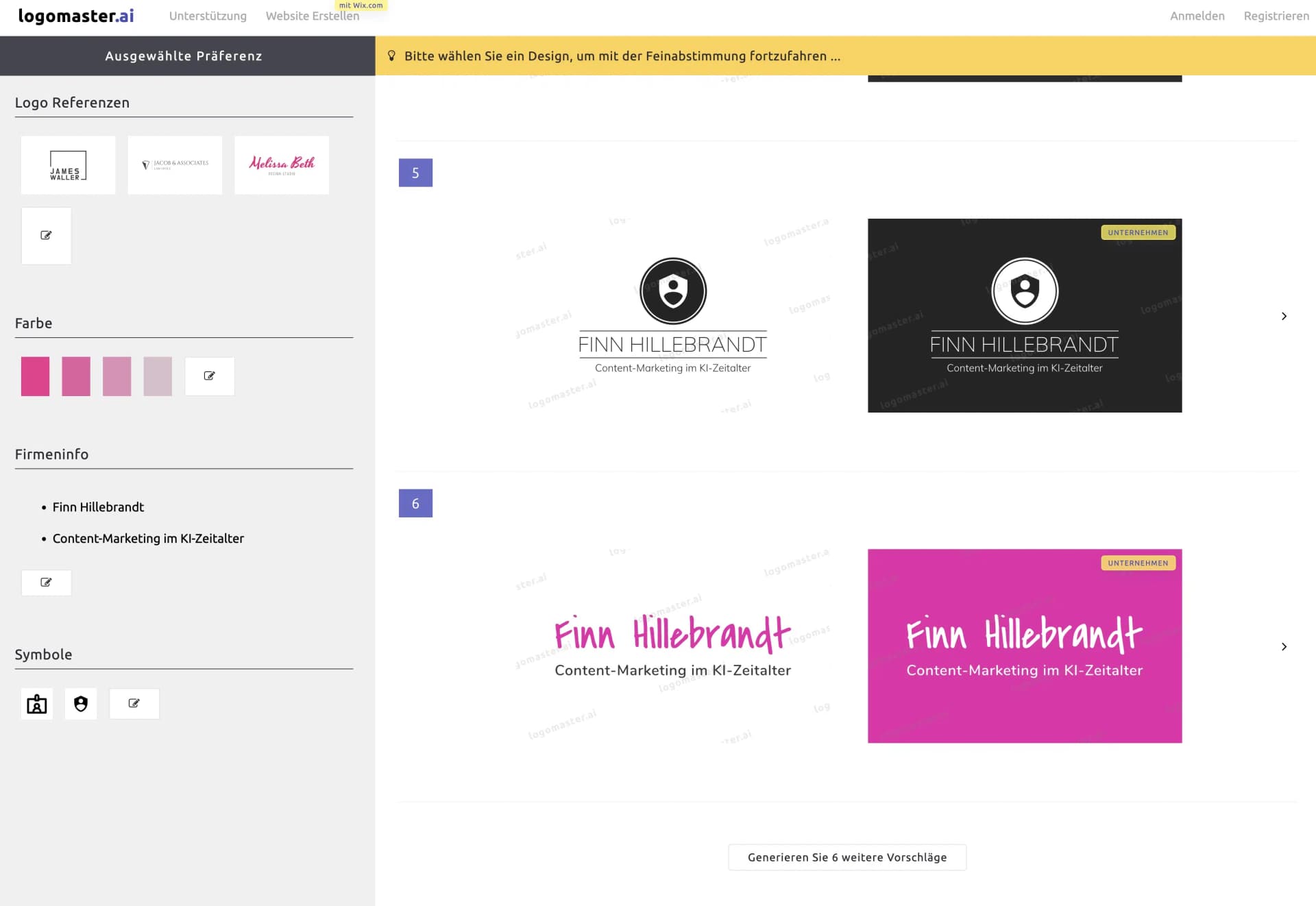 Logomaster.ai selected preferences