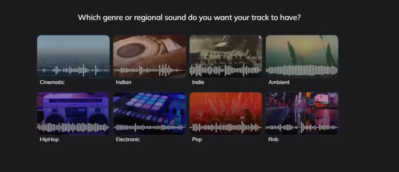 Beatoven.ai genre selection for AI music generation