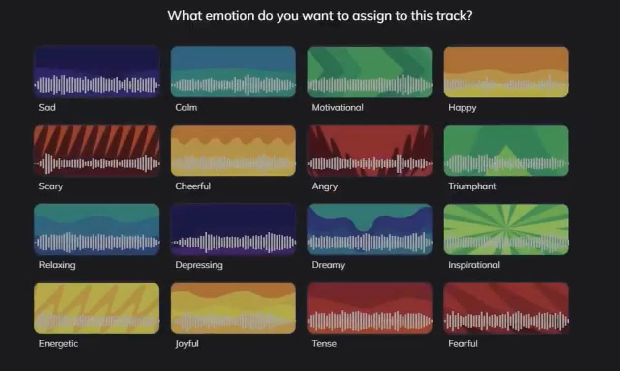 Beatoven.ai mood selection for various music styles