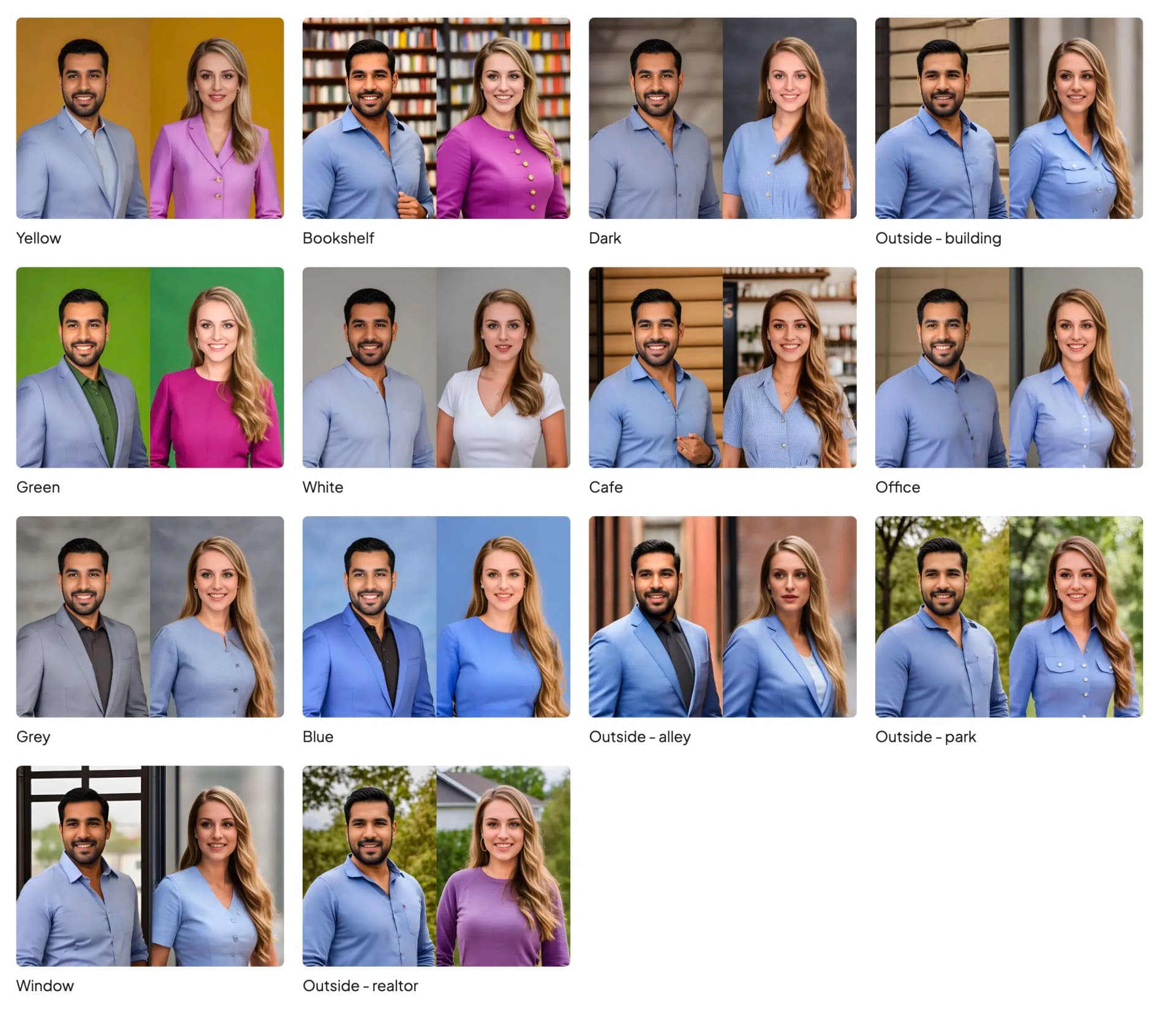 HeadshotPro selection of various professional backgrounds