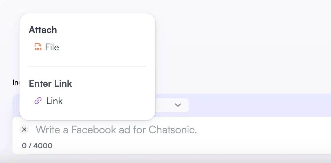 Chatsonic links and file uploads