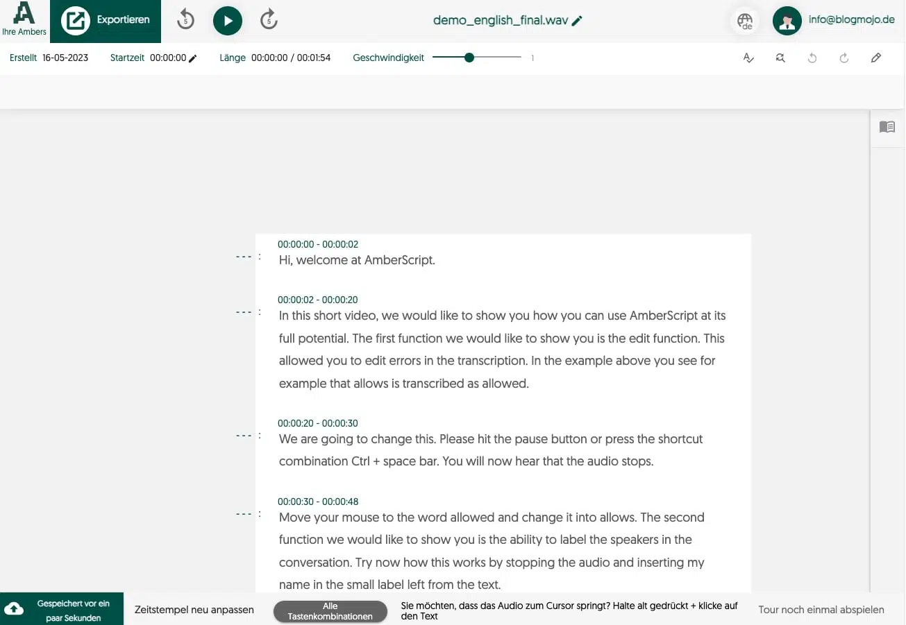 Amberscript Editor