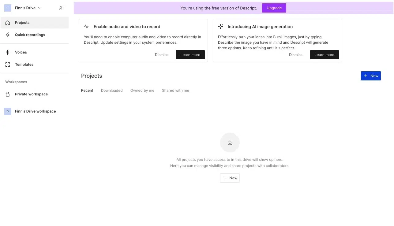 Descript User Interface