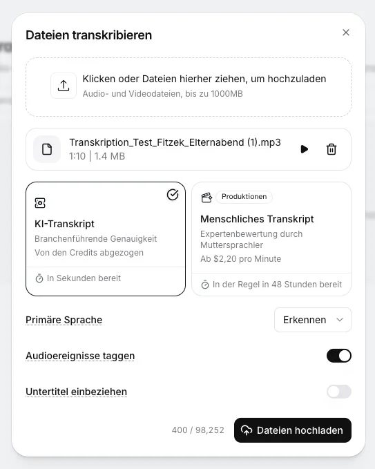 ElevenLabs Upload