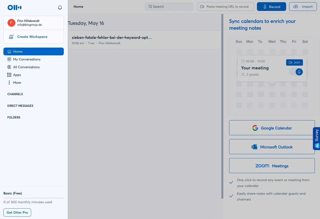 Otter.ai User Interface