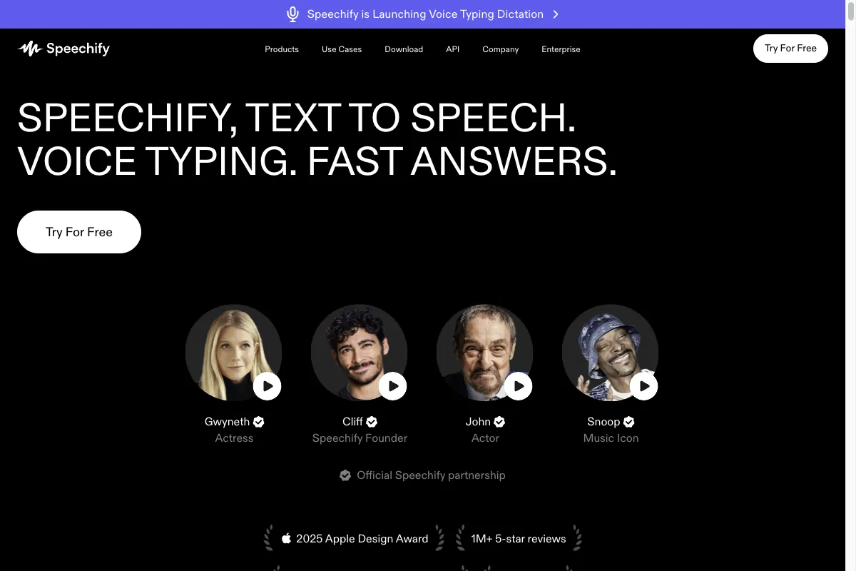 The Speechify reader app that reads web pages, PDFs, and documents aloud