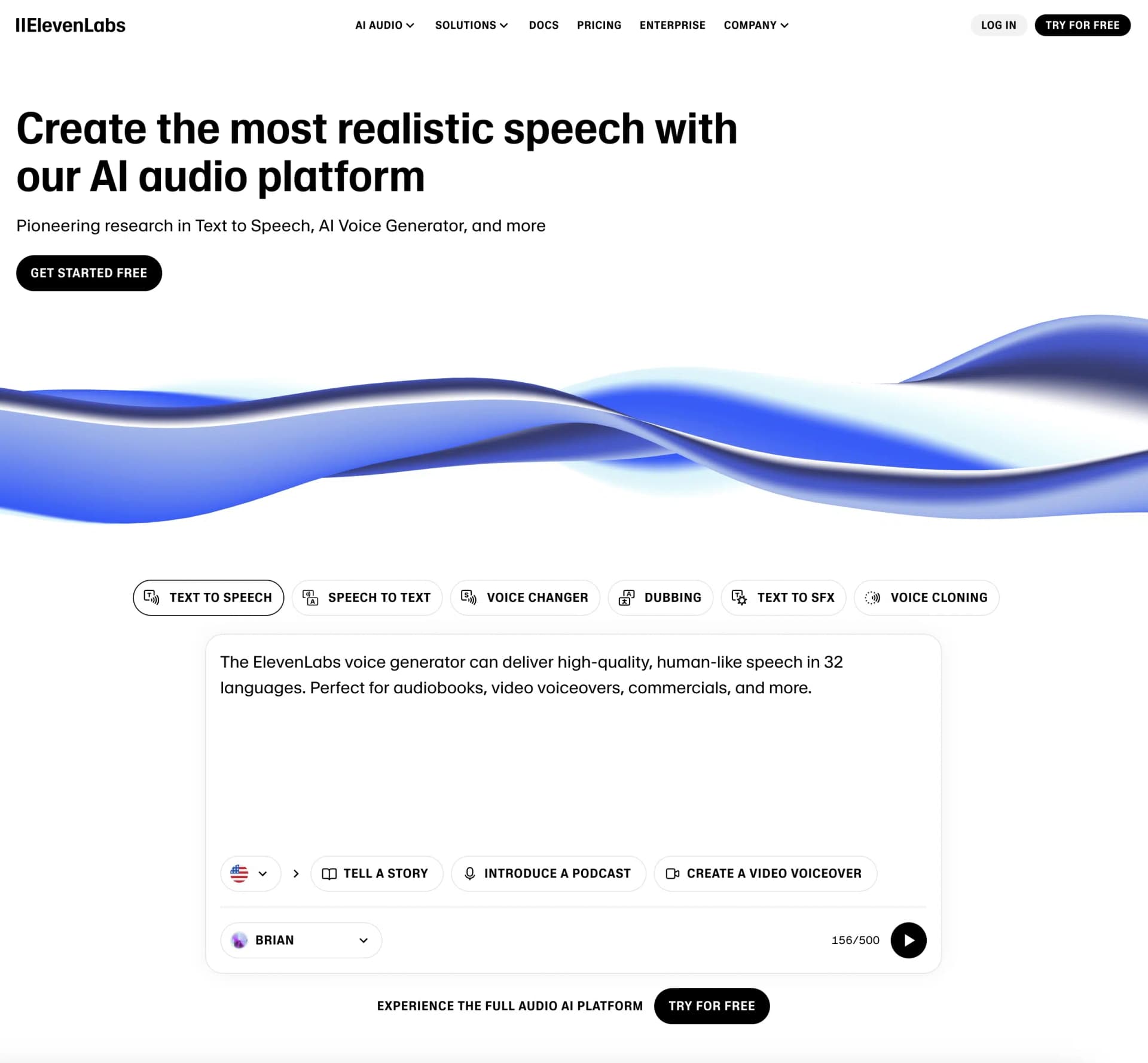 ElevenLabs landing page 2025