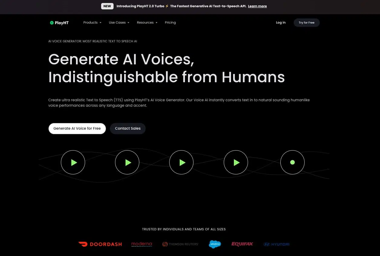 PlayHT landing page