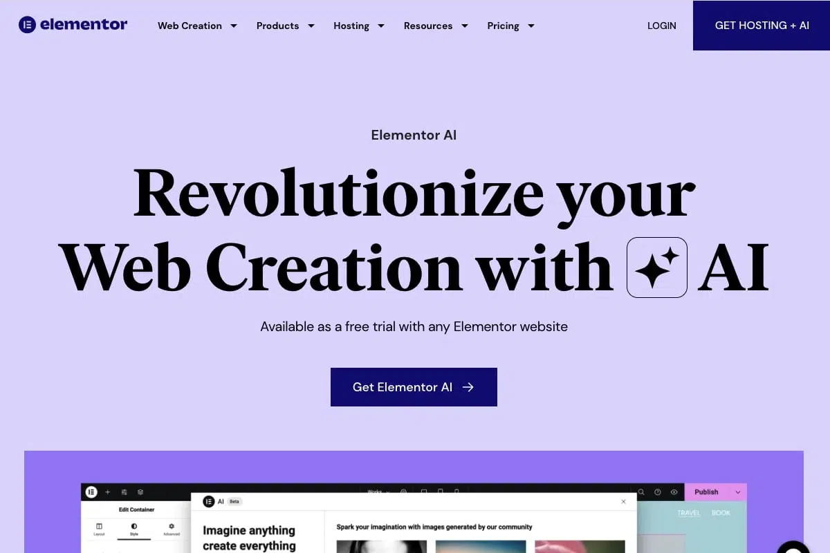 Elementor AI interface