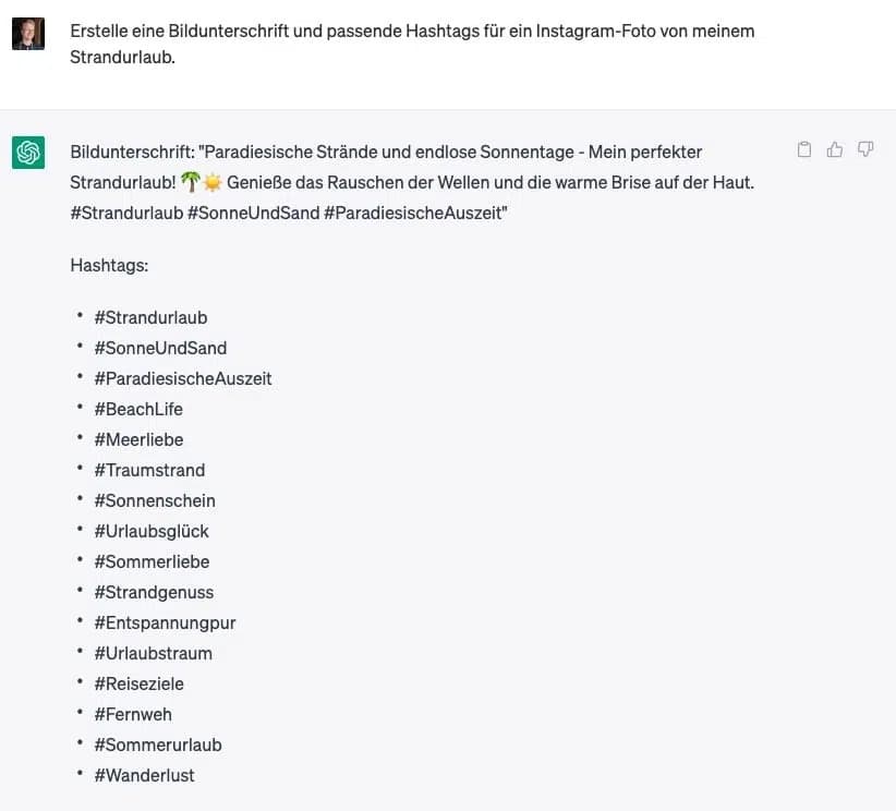 ChatGPT social media captions and hashtags