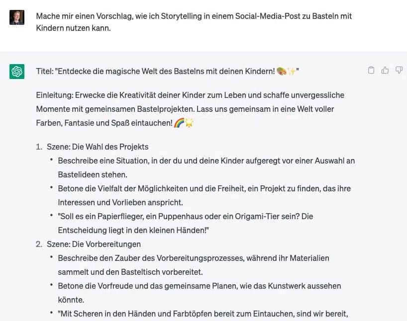 ChatGPT social media storytelling