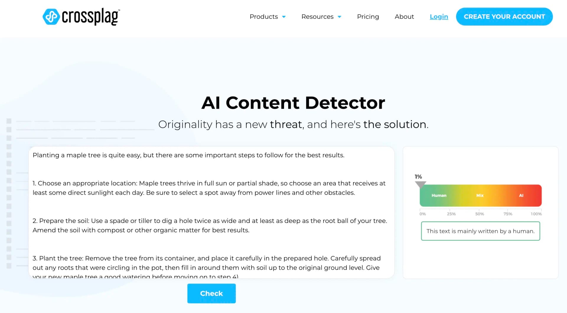 Crossplag AI Content Detector
