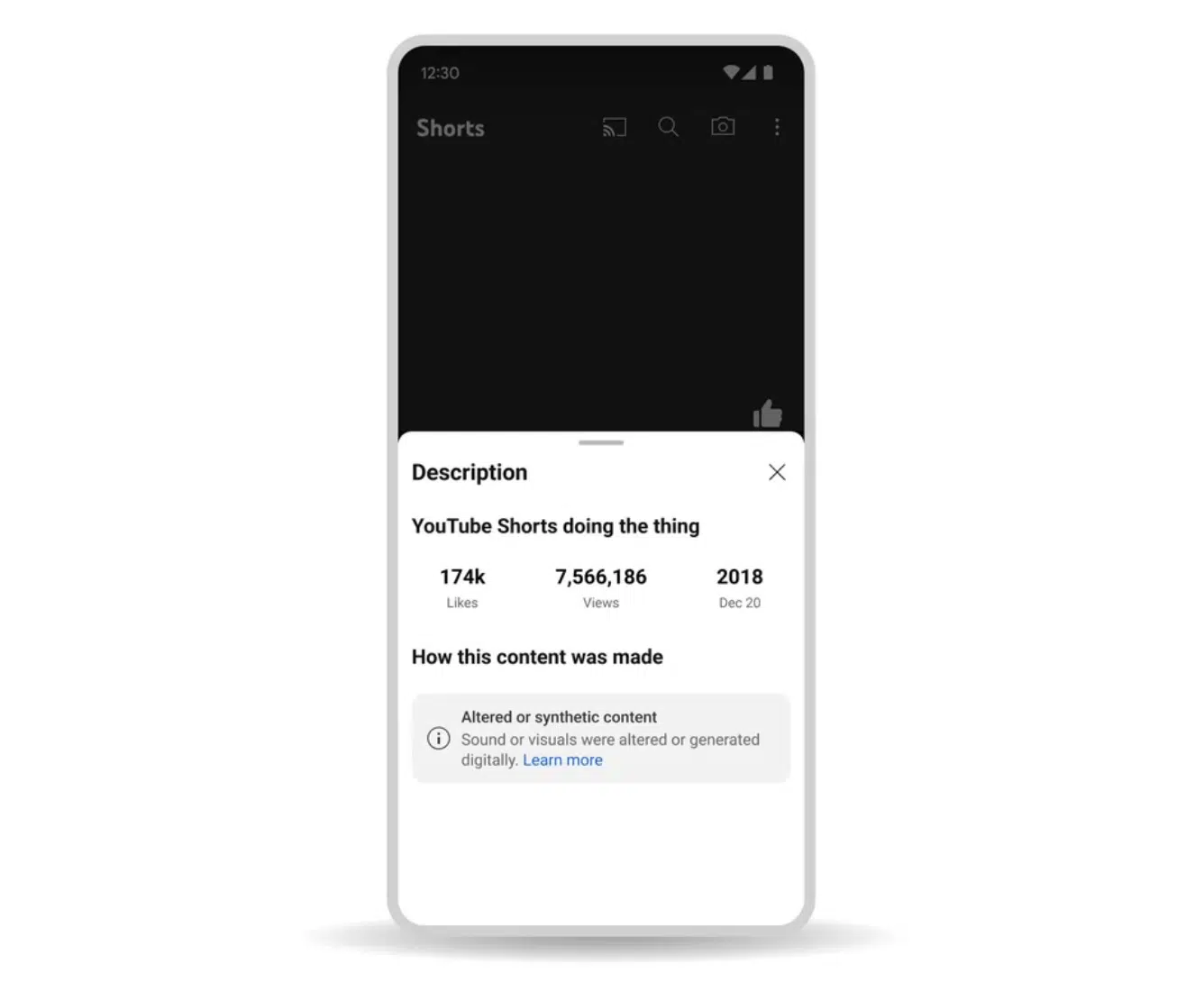 YouTube label in the description