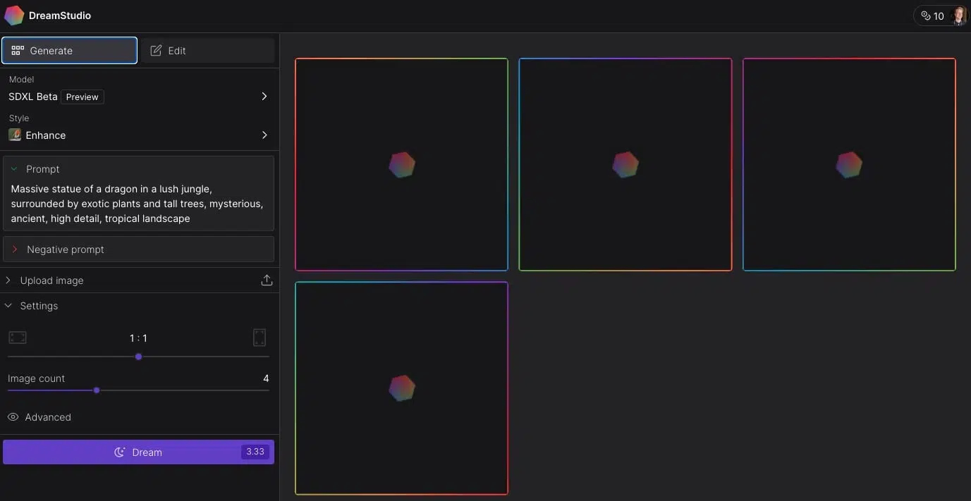 Stability.ai Dream Studio usability