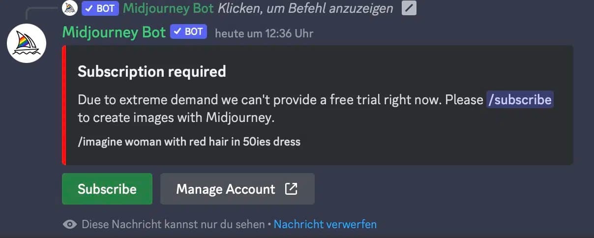 Midjourney free usage - Overview of free credits