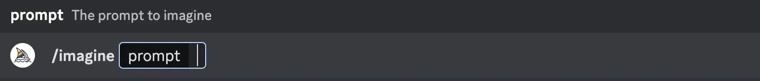 Midjourney prompt input field in Discord chat