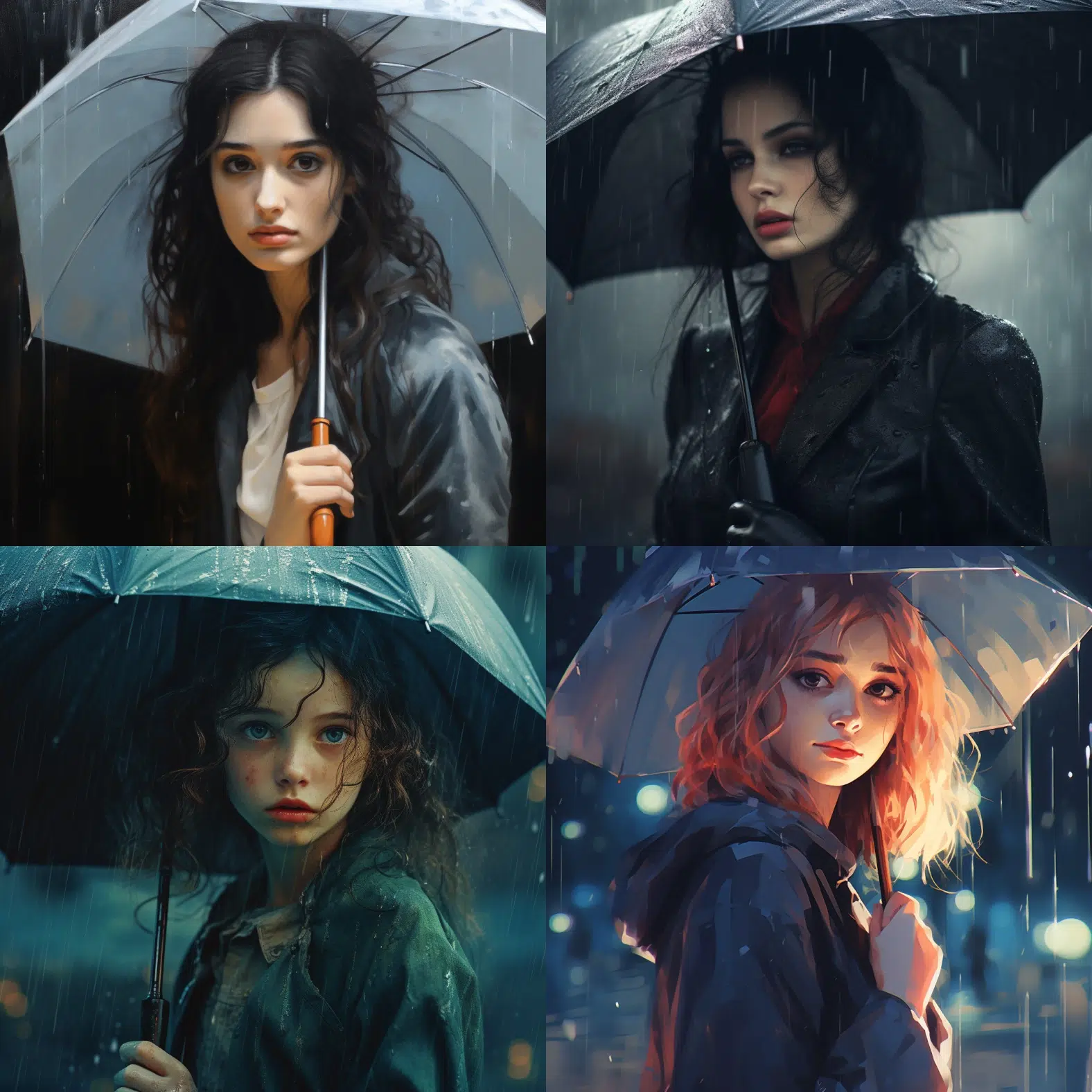 girl with umbrella in rain