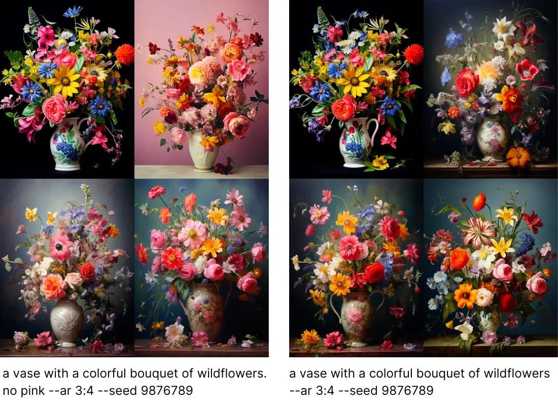 Example of positive vs negative prompt formulation
