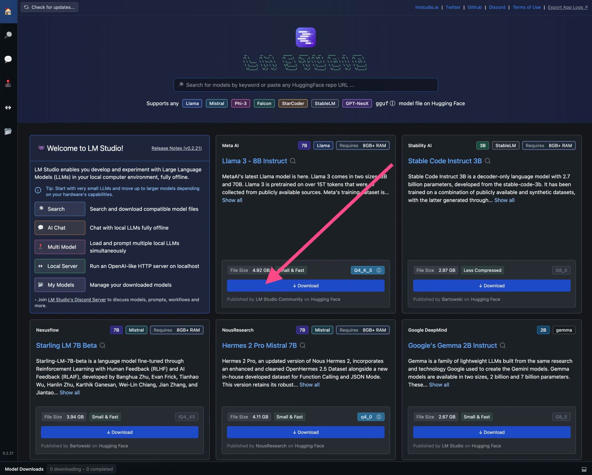 Download open source LLMs