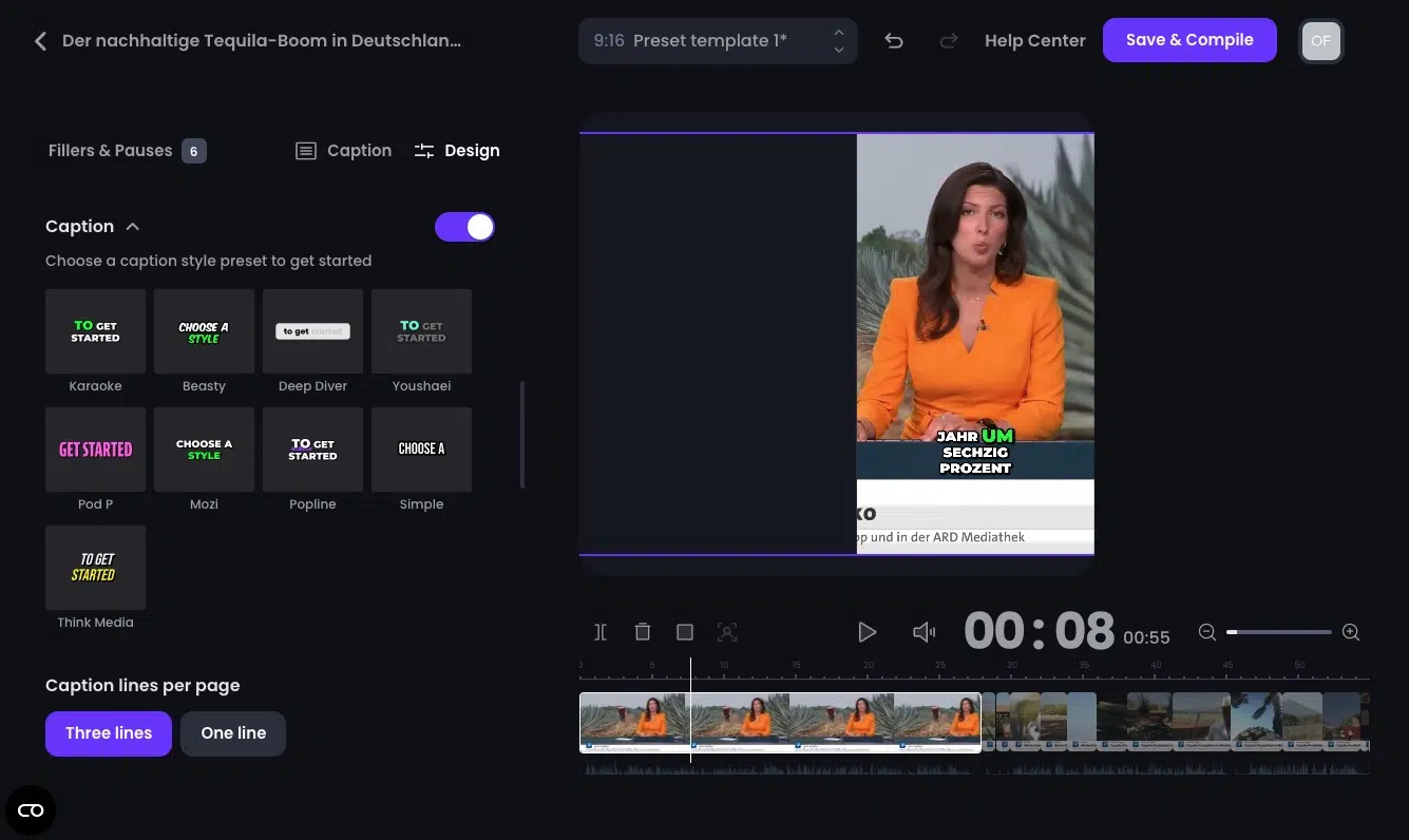 Opus Clip Layout Settings