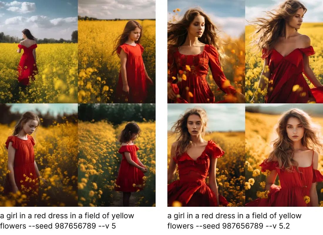 Midjourney version comparison