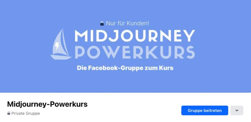 Die Facebook-Gruppe zum Midjourney-Kurs