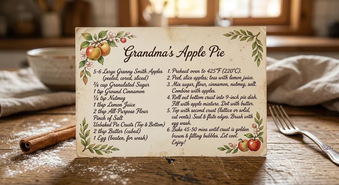 Vintage Recipe Card
