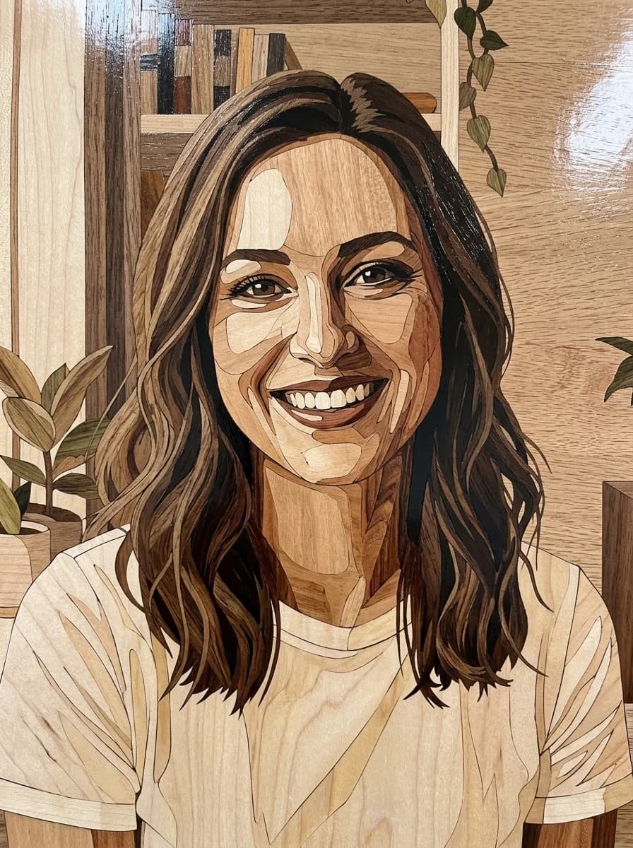 Wood Marquetry Portrait