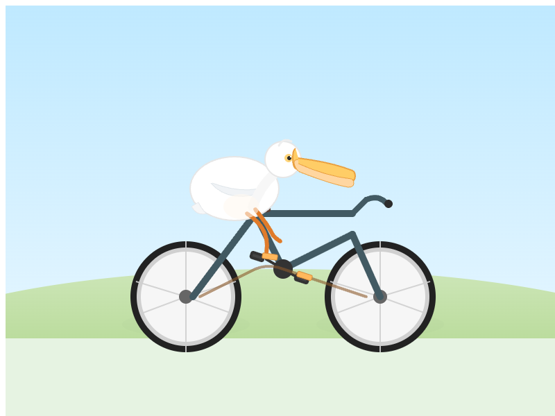 GPT-5 mini: Pelikan auf dem Fahrrad
