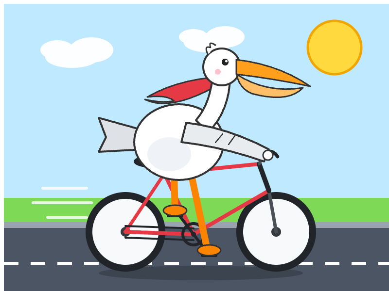 Muse Spark 1.3: Pelikan auf dem Fahrrad