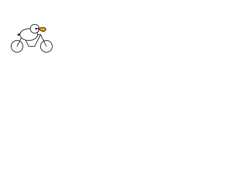 o1: Pelikan auf dem Fahrrad