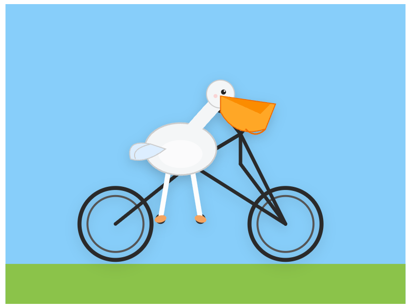 Inkling Small: Pelican on a bicycle