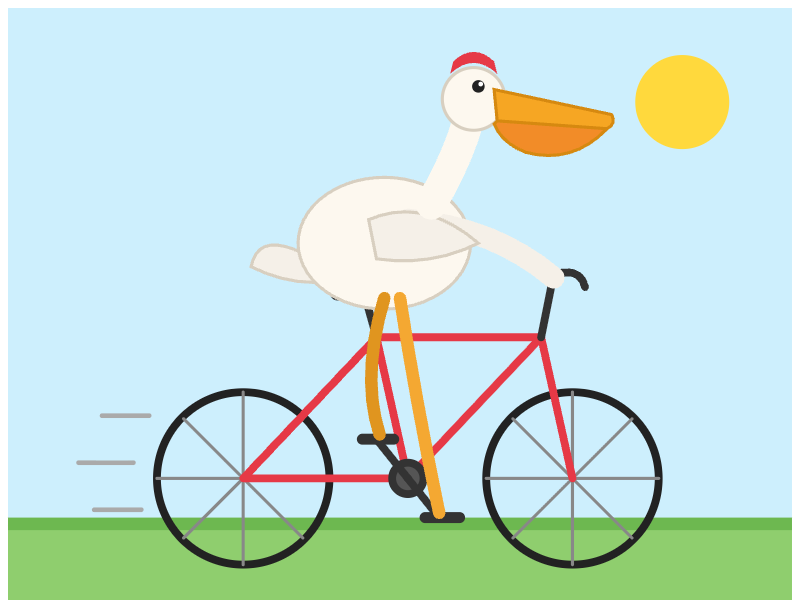 Claude Fable 5: Pelikan auf dem Fahrrad