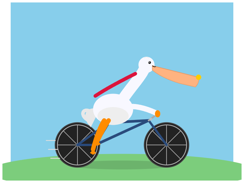 Seed 2.0 Lite: Pelikan auf dem Fahrrad