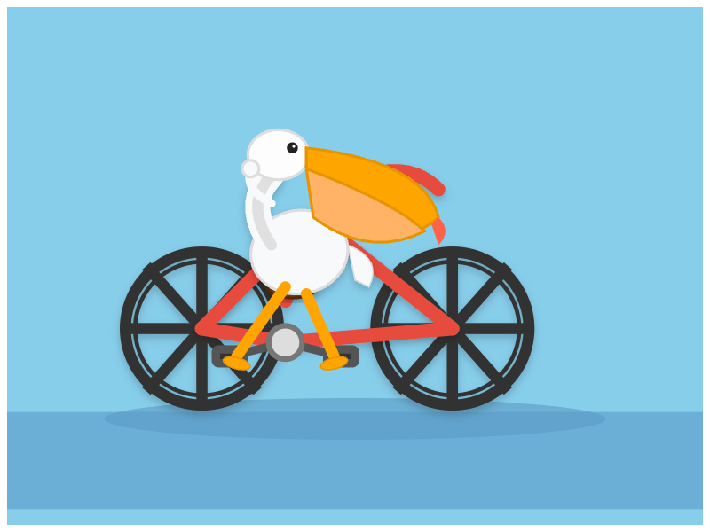 Inkling: Pelican on a bicycle