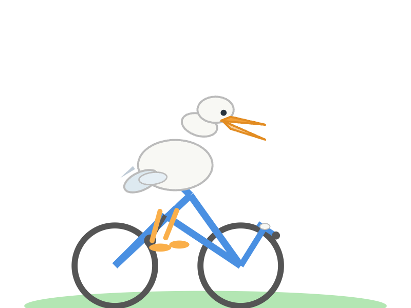 GPT-4.1: Pelikan auf dem Fahrrad