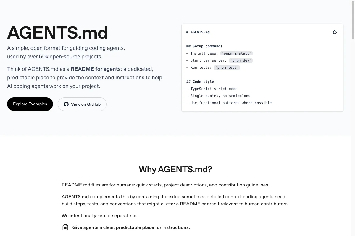 Official AGENTS.md documentation