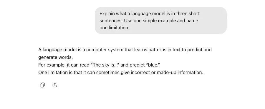 ChatGPT explains a language model in three short sentences