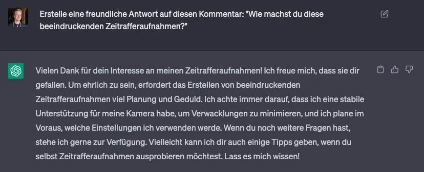 ChatGPT YouTube Kommentare