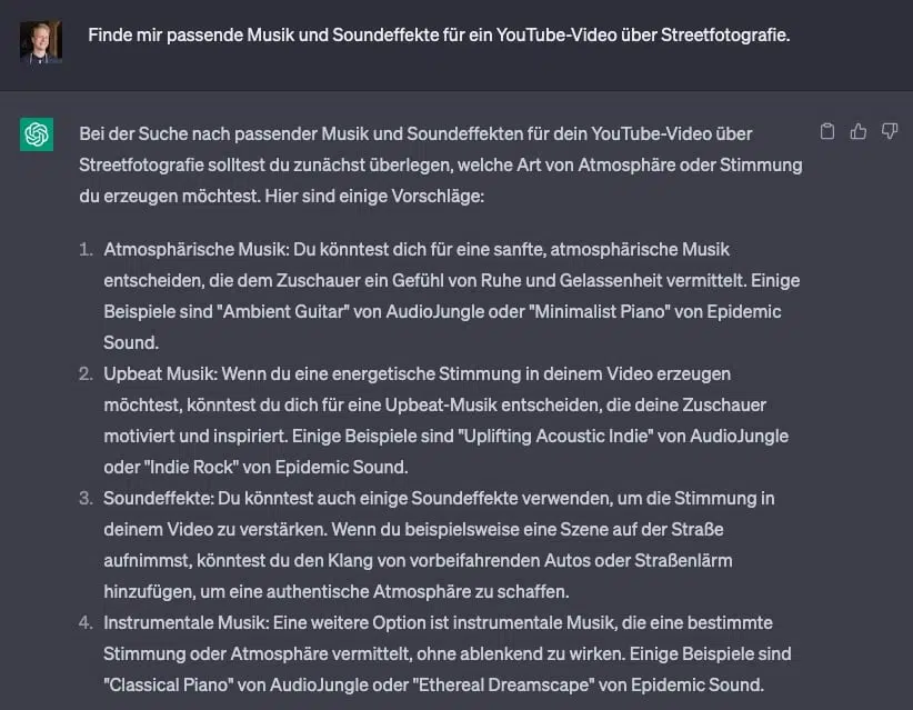ChatGPT YouTube Musik