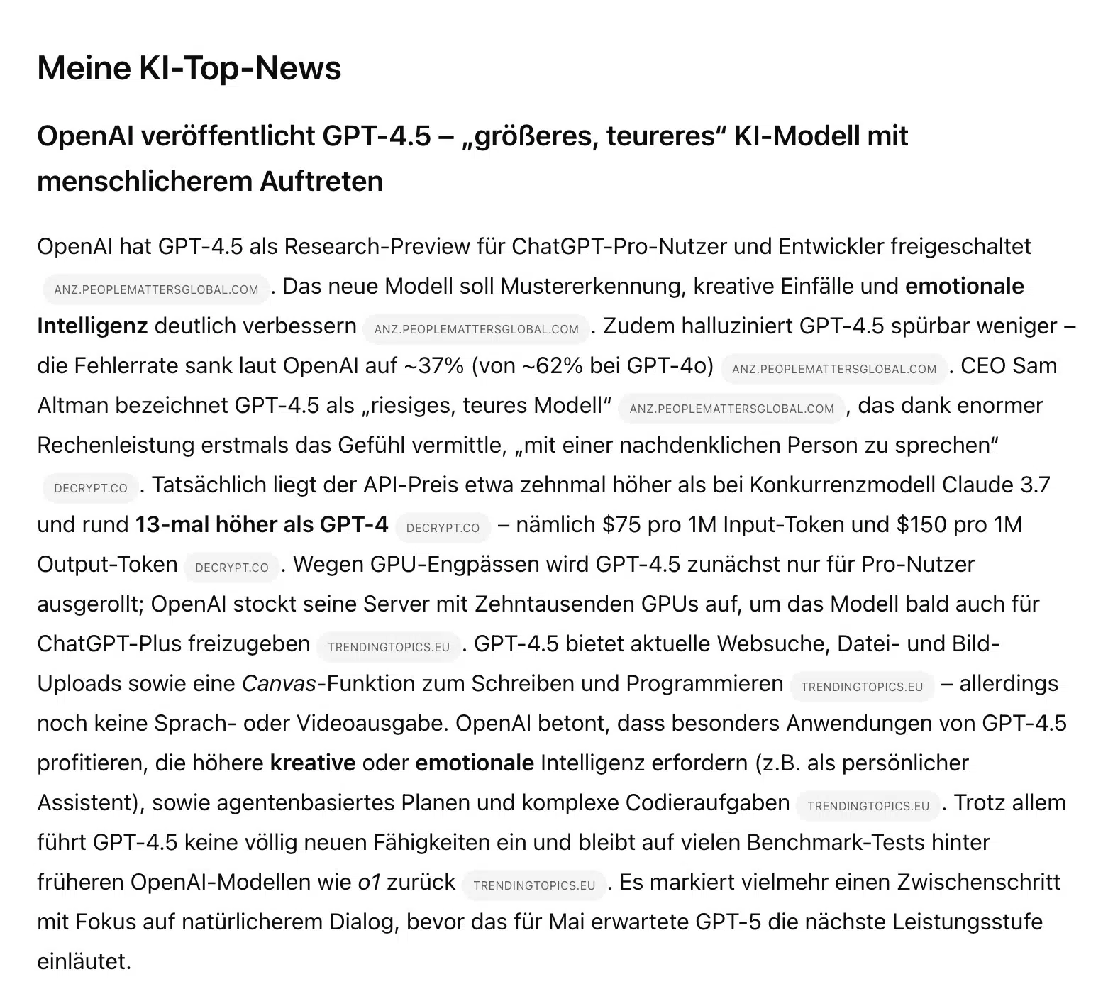 ChatGPT Deep Research für KI-News