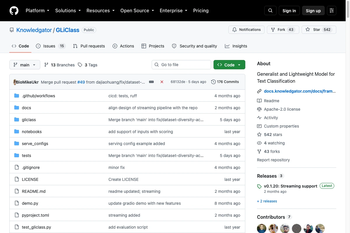 GLiClass von Knowledgator auf GitHub: Zero-Shot-Klassifikator