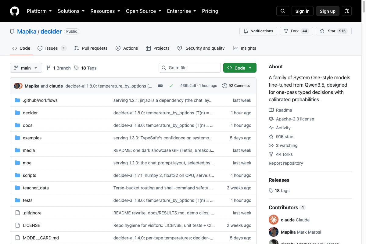 Mapika Decider auf GitHub: Modellfamilie für Entscheidungen mit vielen Optionen