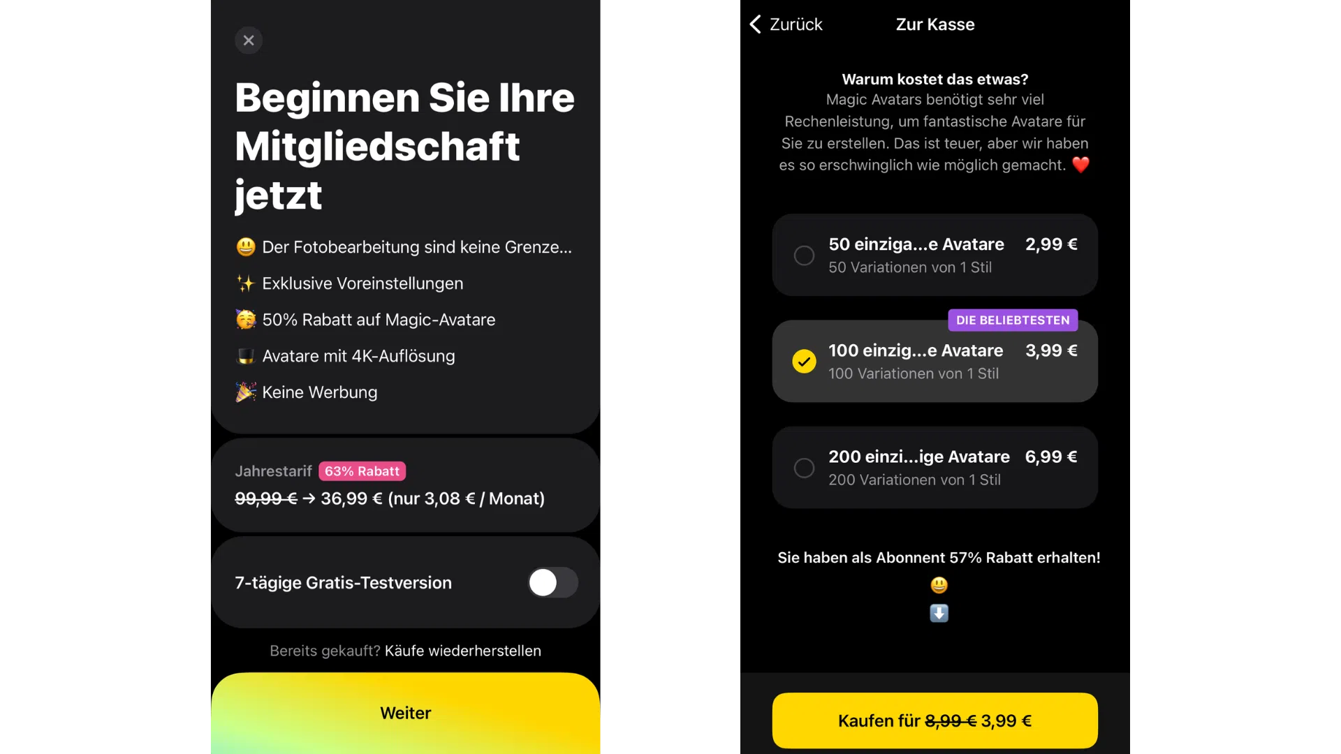 Lensa AI Preisübersicht