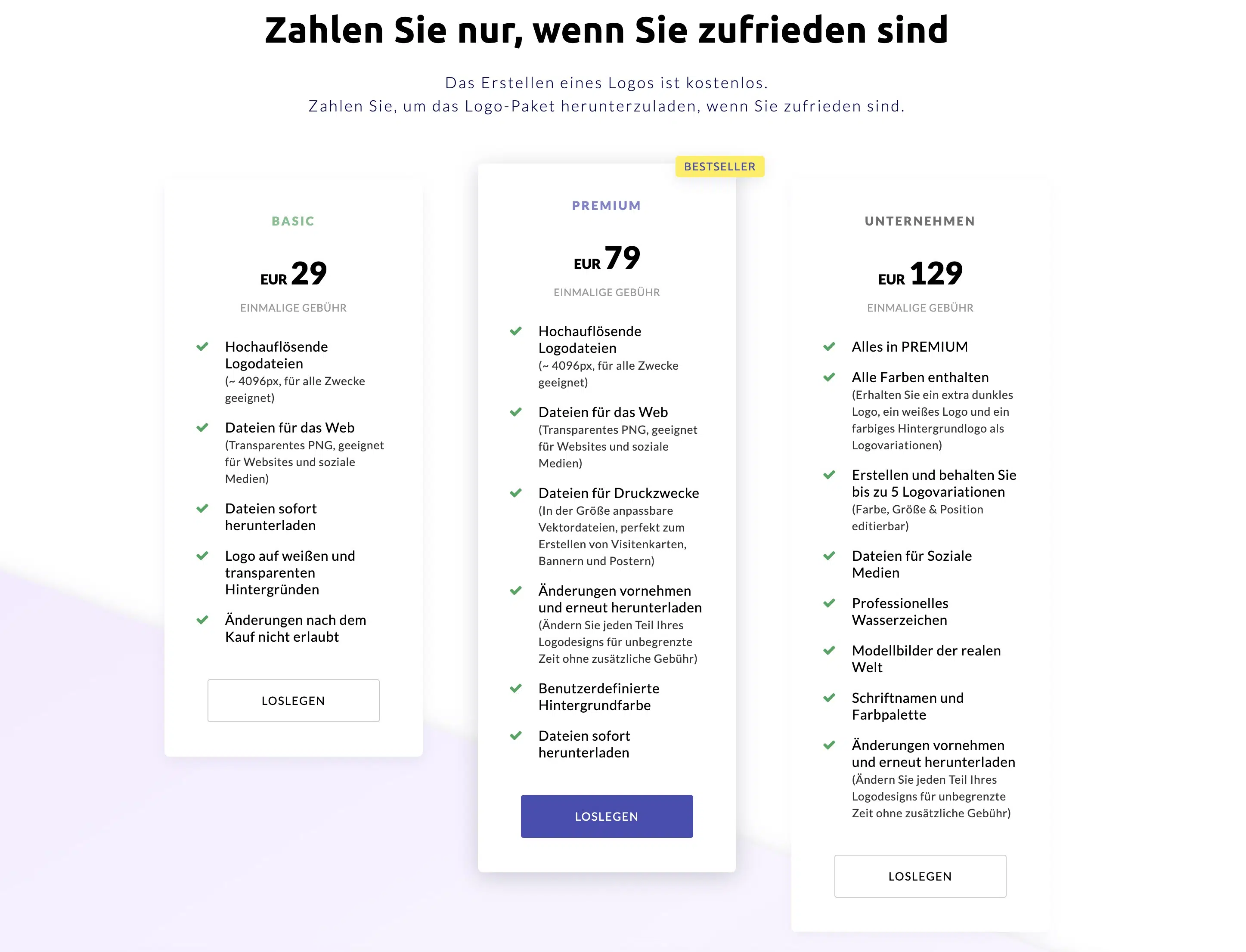 Logomaster Preisuebersicht