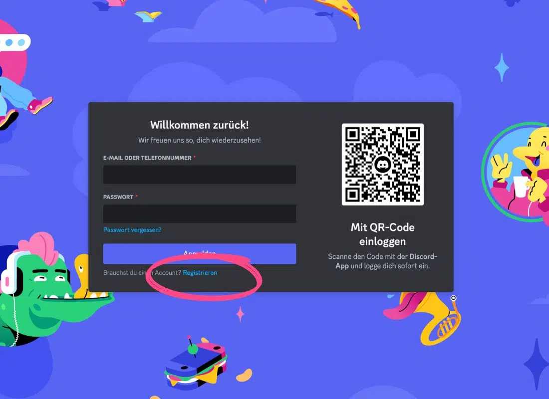 Discord Anmeldung für Midjourney - Registrierungsformular